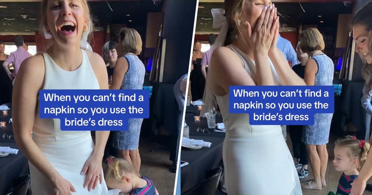 Toddler Uses Bride's Dress As A 'Napkin' In Viral TikTok